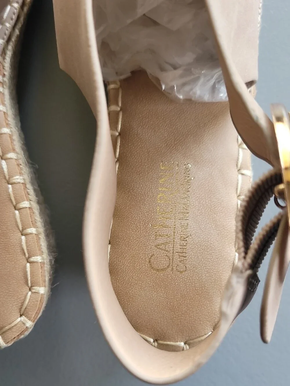 Catherine Malandrino Cirkly Espadrille Wedge Sandals Light Beige Sz 7.5